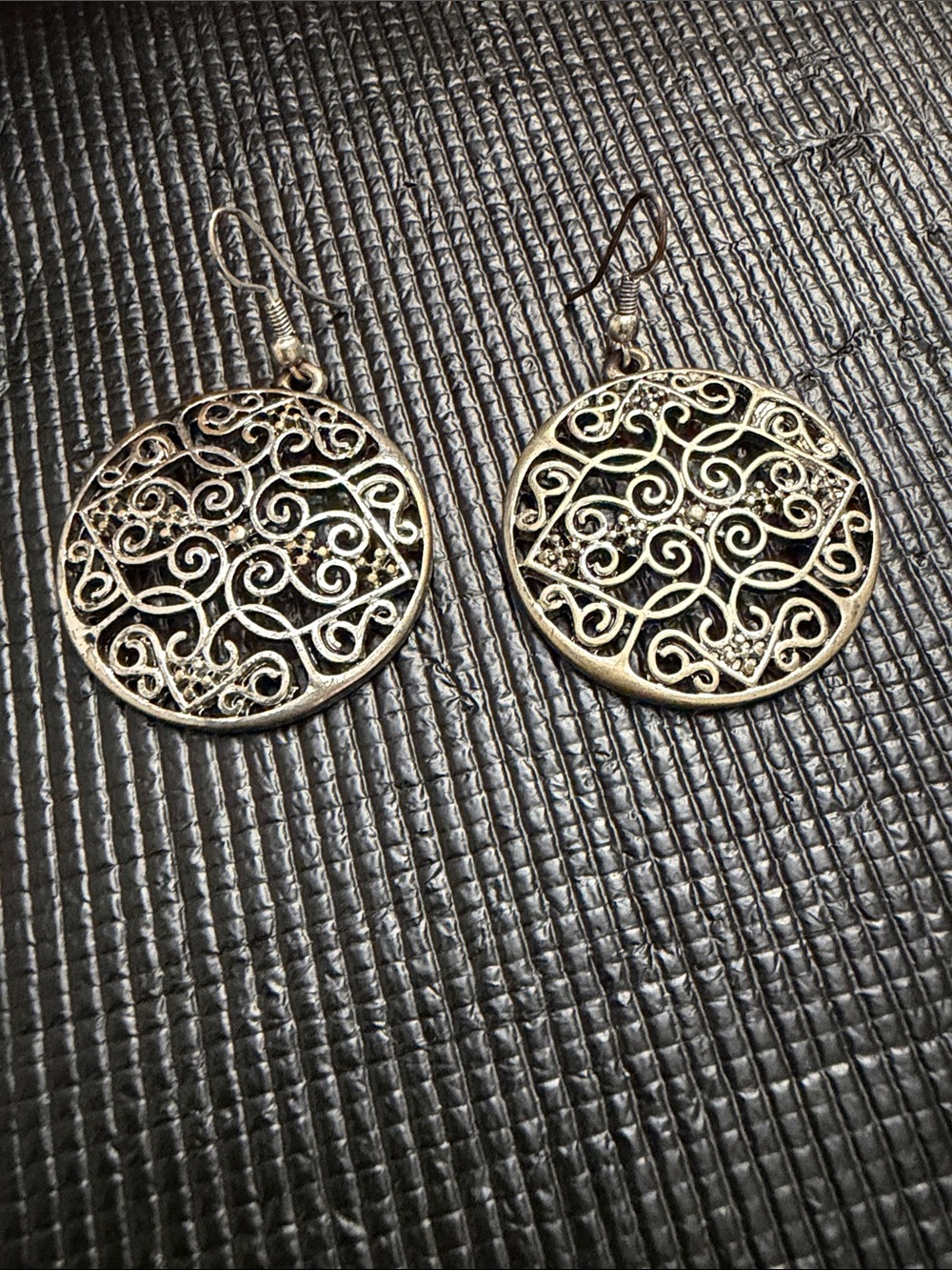 Source Unknown Antique Gold Filigree Round Drop Earrings